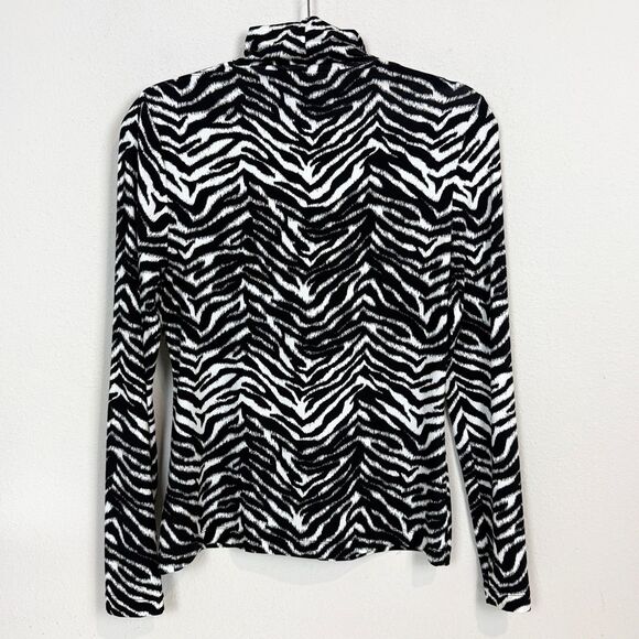 St. John Zebra Stripe Stretchy Turtleneck S - Picture 4 of 9
